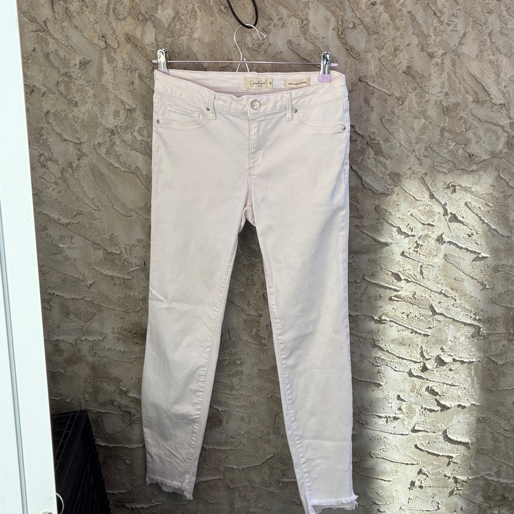 Jessica Simpson Kiss Me Skinny Distressed Ankle Jeans White Sz 28 Worn 1x